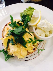 Avo and egg on sourdough toast at Cafe Bar Mile